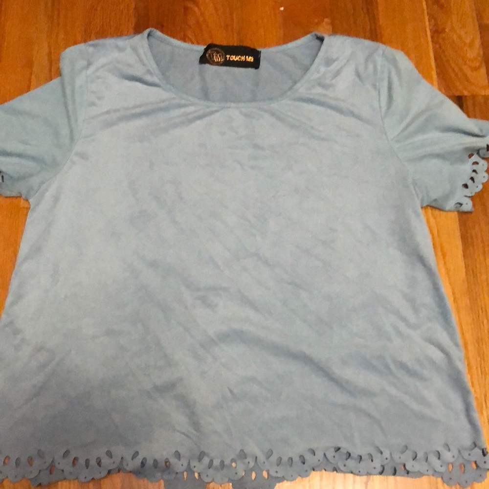 Baby Blue Velvet Crop Top